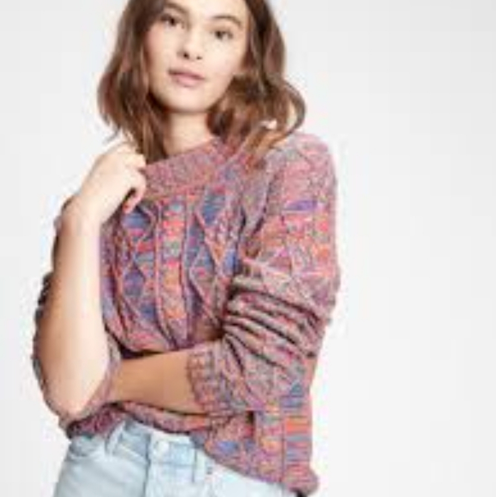 Gap Candycore Confetti Rainbow Cable Knit Sweater Maternity. Size M